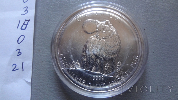 5 долларов 2011 Канада Волк унция серебро (О.2.21), фото №6