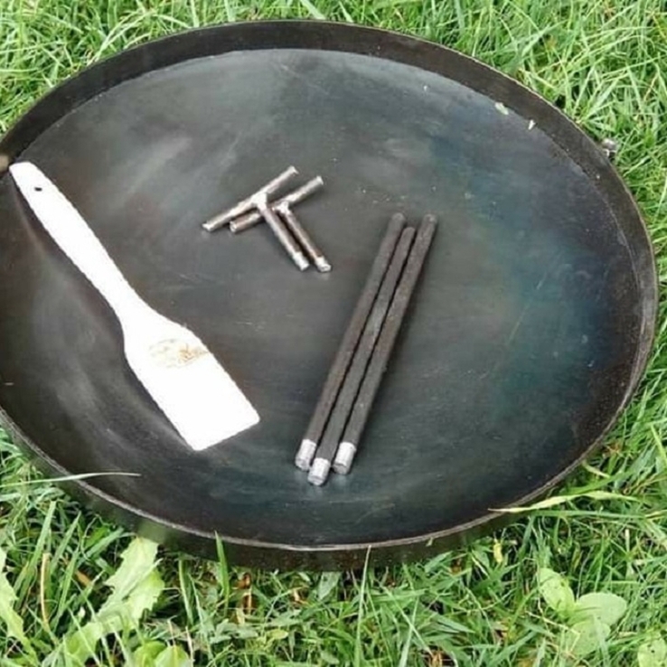 Сковорода из диска бороны 30см маленькая с крышкой и чехлом - походная, фото №5