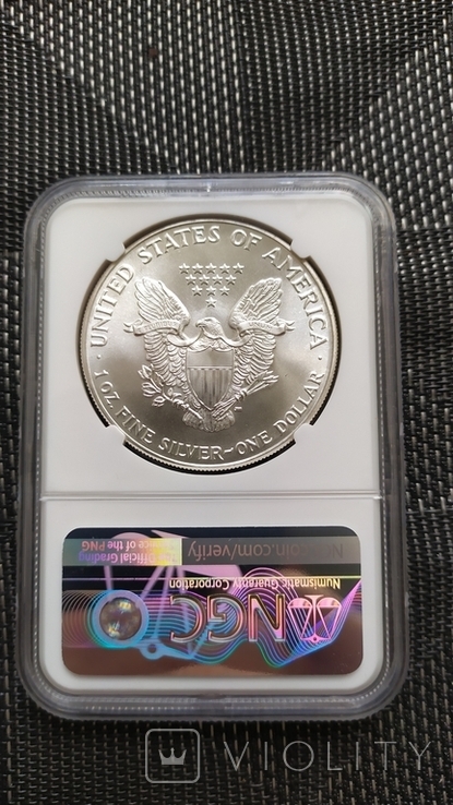 1986, Американский орёл, слаб ms 69 первая монета в серии., фото №3
