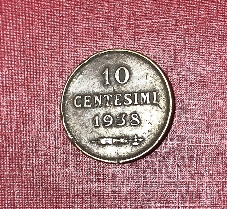 10 Чентезимо, 10 centesimi 1938 год, Сан Марино, фото №4