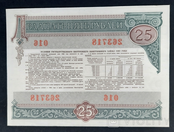 Bond in the amount of 25 rubles. 1982., photo number 3
