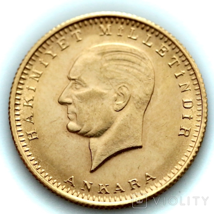 100 куруш. 1970. Турция (золото 917, вес 7,24г)