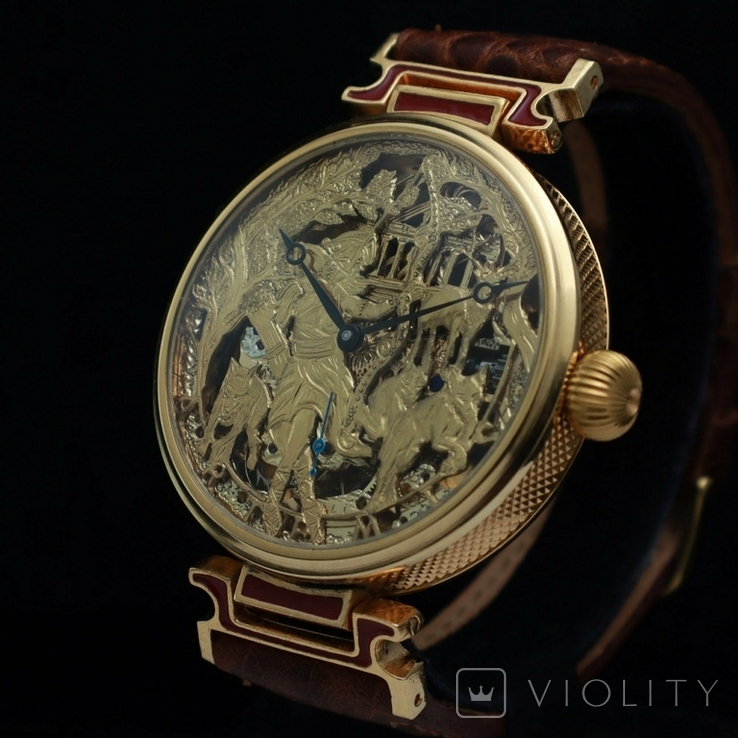 Чоловічий годинник - скелетон Wаndolec з вінтажним механізмом Зеніт Zenith Швейцарія, фото №2