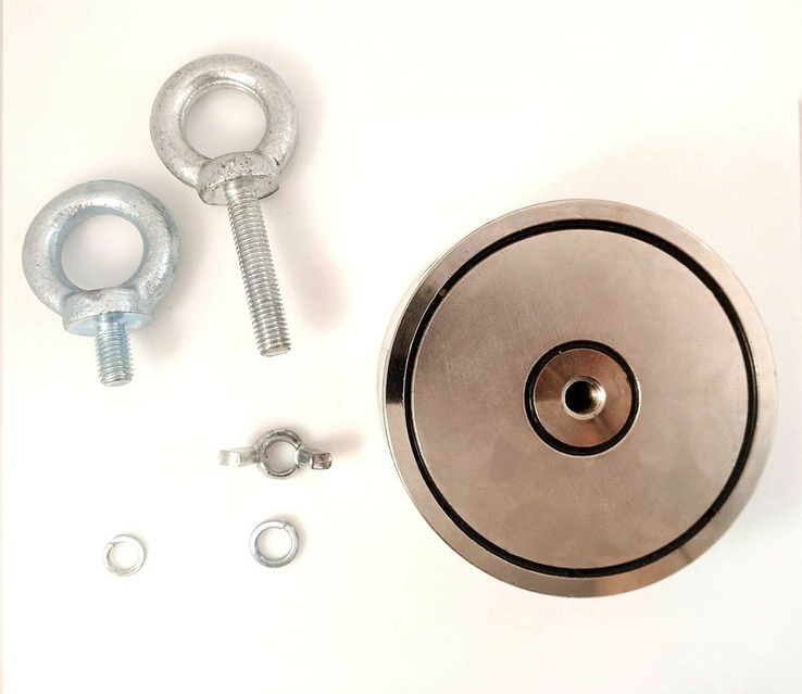 Двухсторонний поисковый магнит МП 2х400 кг Магнітон, діаметр 105 мм, фото №5