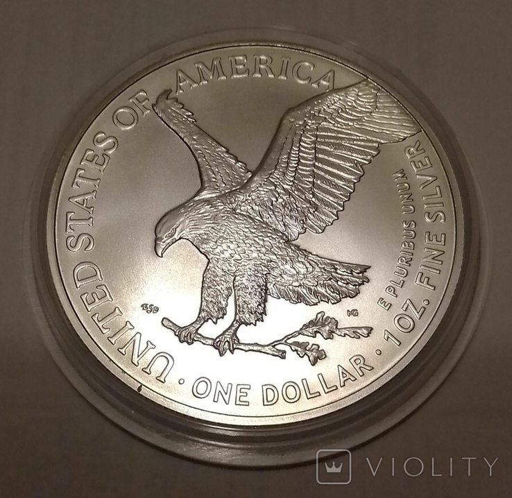 2021 г - 1 доллар США,унция серебра в капсуле