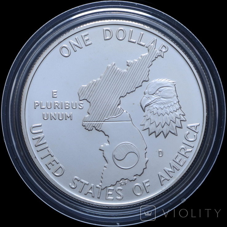 1 Доллар 1991 38 лет Корейской войне (Серебро 0.900, 26.73г), США, фото №3