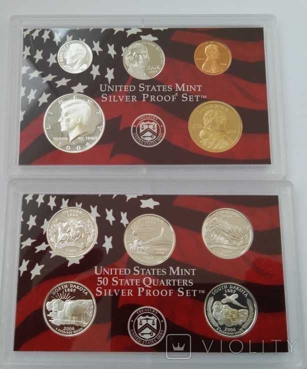 США годовой набор 2006, 10 монет Proof,серебро,сертификат, photo number 3