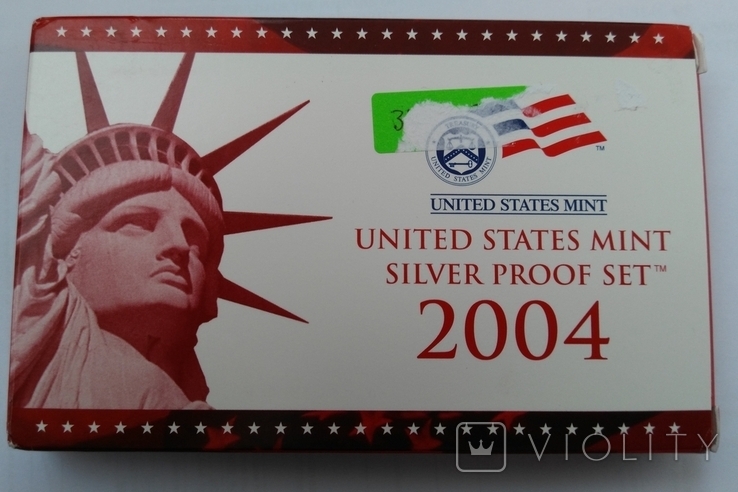 США годовой набор 2004, 10 монет Proof,серебро,сертификат