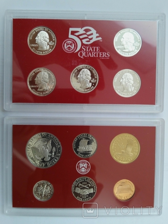 США годовой набор 2004, 10 монет Proof,серебро,сертификат, photo number 4