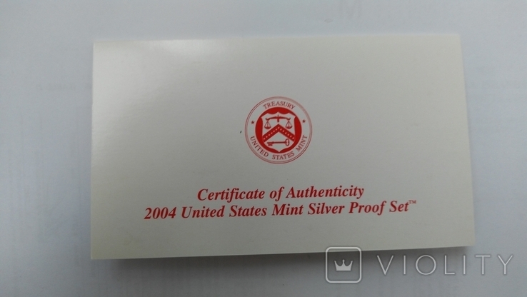 США годовой набор 2004, 10 монет Proof,серебро,сертификат, photo number 5
