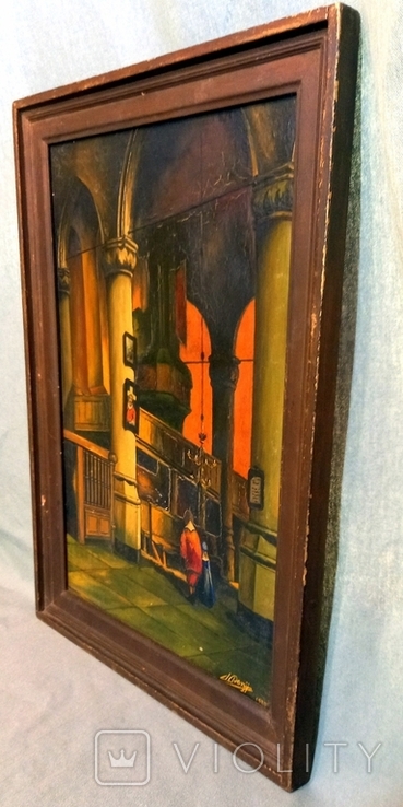 Antique oil painting 45.5 * 32.5 cm Belgium Signature 1939, photo number 5