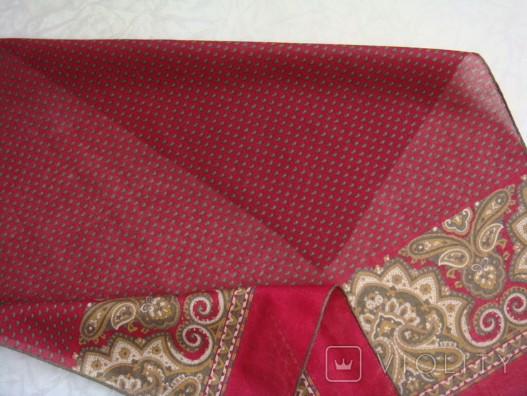 Носовой платок большой бордовый батистовый, шов роуль., фото №5