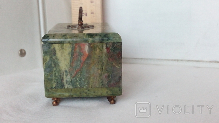  2831 шкатулка коробка коробочка из СССР натуральный камень змеевик, фото №3