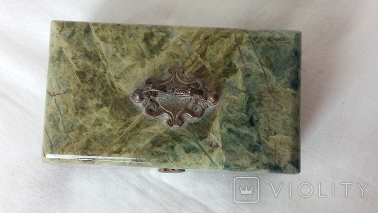  2831 шкатулка коробка коробочка из СССР натуральный камень змеевик, фото №7