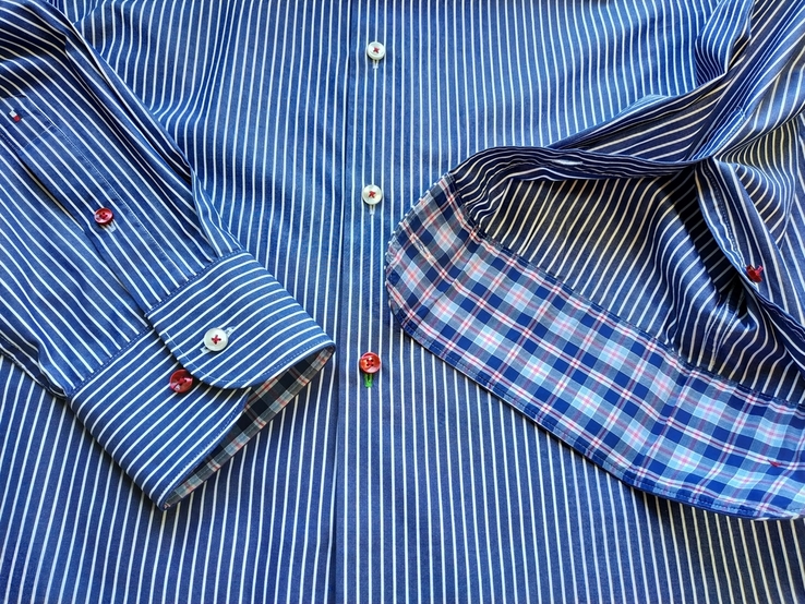 Рубашка синяя полоса TOMMY HILFIGER коттон р-р 39 (состояние нового), фото №7