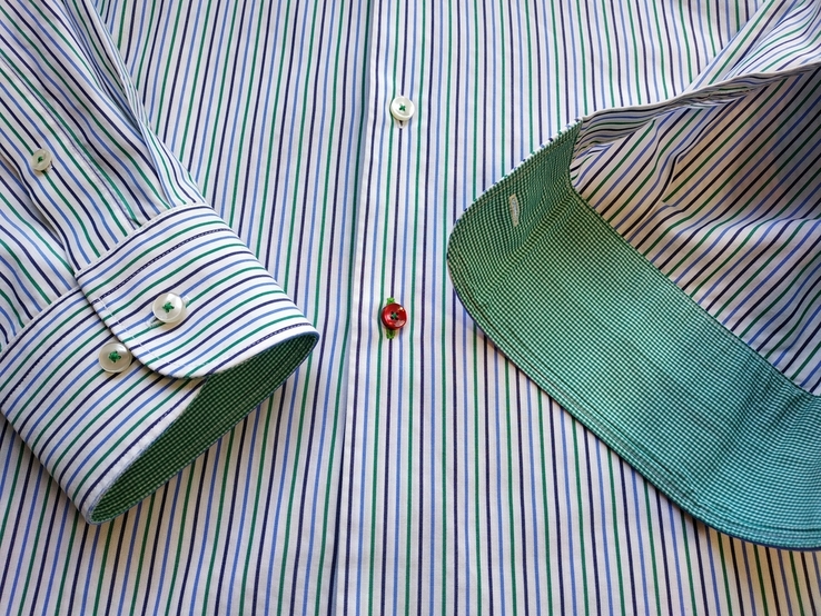 Рубашка полоса сине-зеленая TOMMY HILFIGER коттон p-p 39 (состояние нового), фото №9