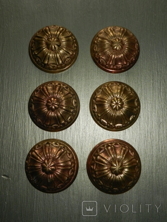 Мебельные накладки цветочки бронза (комплект из 6 штук)