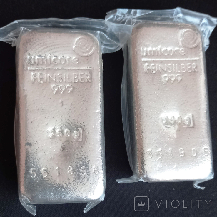 Серебро 999 Umicore 500 грамм (250 г + 250 г)