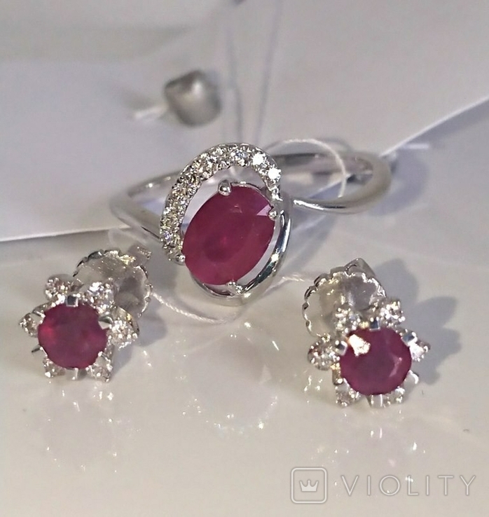 Earrings Ruby diamond diamond studs studs gold 585, photo number 5