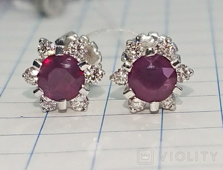 Earrings Ruby diamond diamond studs studs gold 585, photo number 3