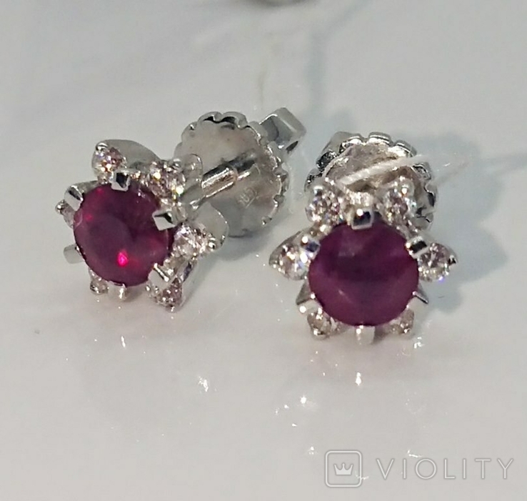 Earrings Ruby diamond diamond studs studs gold 585, photo number 8