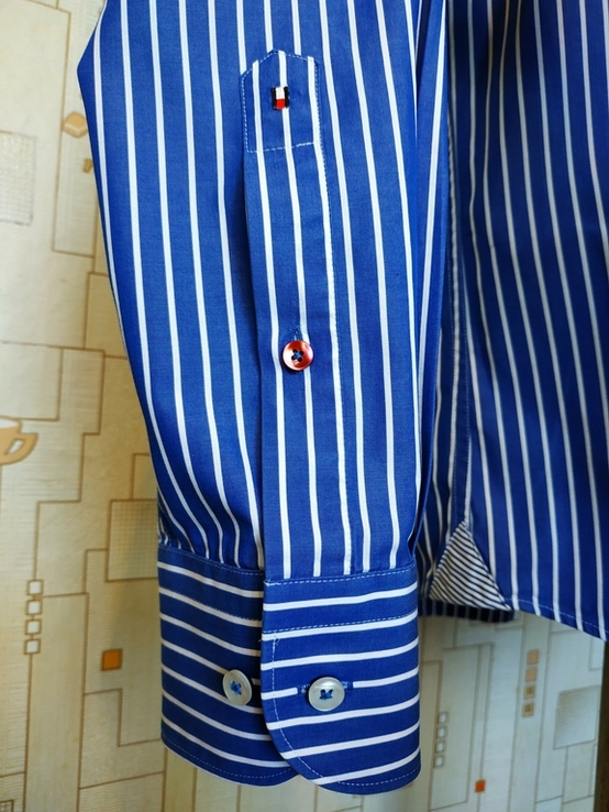Рубашка сине-белая полоса TOMMY HILFIGER коттон p-p 39 (состояние нового), photo number 6