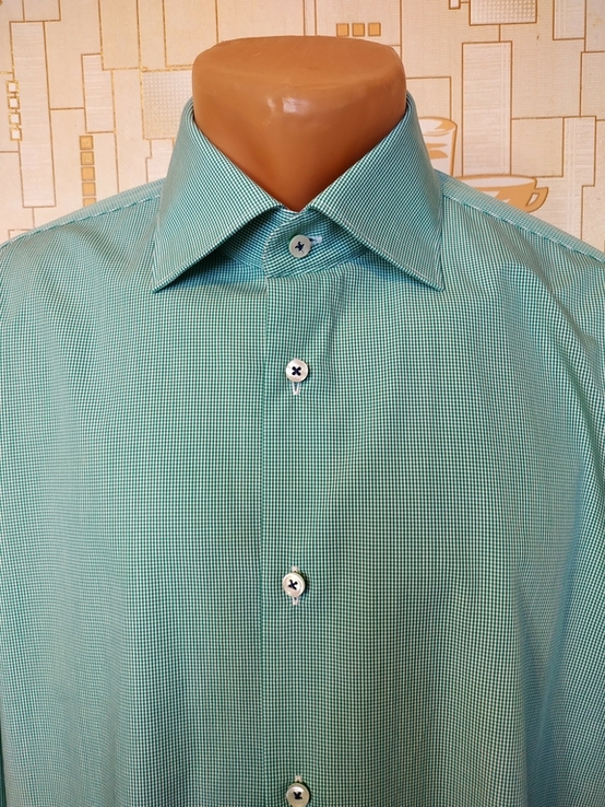 Рубашка зеленая микроклетка TOMMY HILFIGER коттон p-p 39 (состояние нового), фото №4