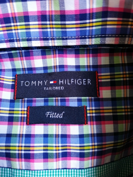 Рубашка зеленая микроклетка TOMMY HILFIGER коттон p-p 39 (состояние нового), numer zdjęcia 10