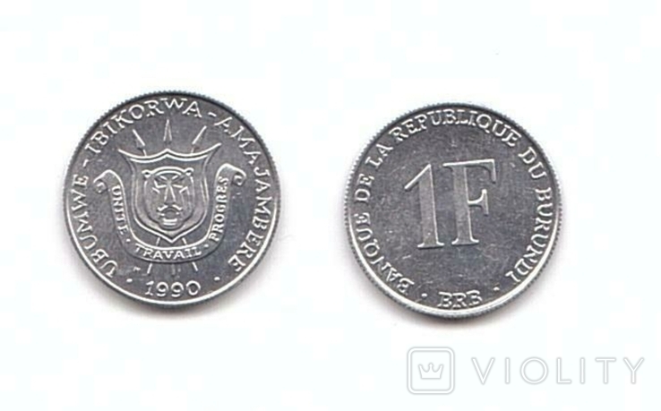 Burundi Бурунди - 5 шт х 1 Franc 1990, фото №3