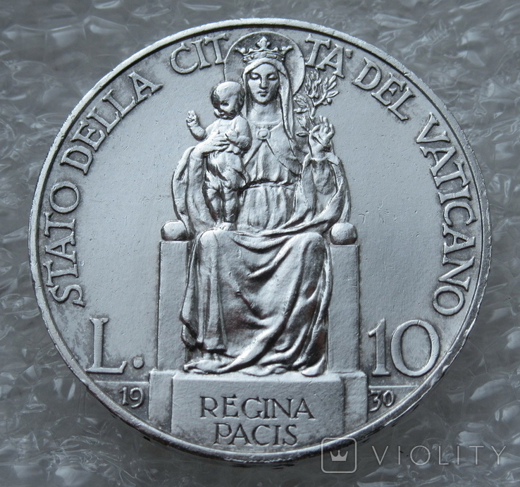 10 лир 1930 г. Ватикан, серебро