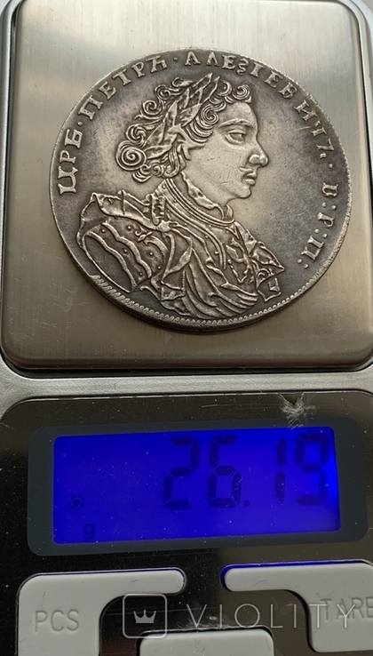 Монета 1 рубль 1707 год, вес 26,2 грамма. Копия, фото №6
