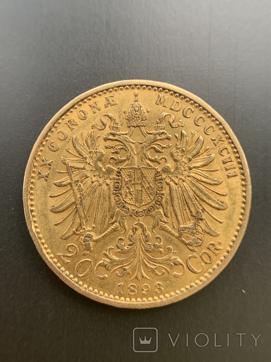 Австрия 20 крон 1893 год, фото №3