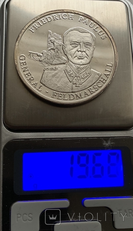 Серебрянная монета посвященная генерал-фельдмаршалу Паулюсу, серебро 999, вес 19,7 грамм, фото №4