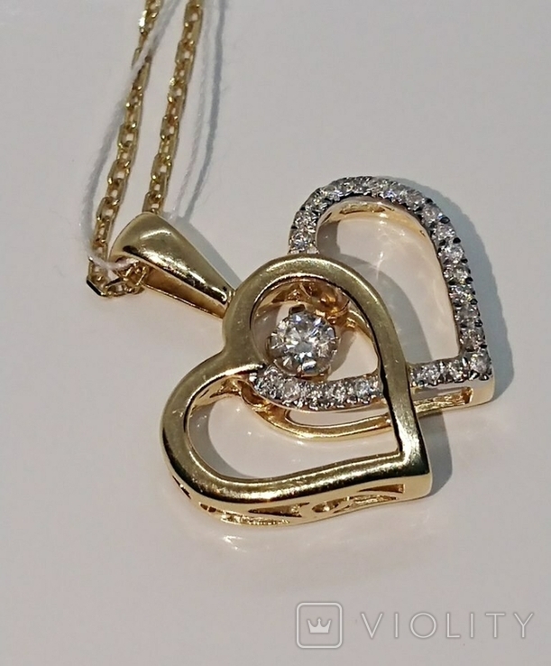 Кулон Diamant Heart Dancing Diamond Yellow Gold 750, фото №3