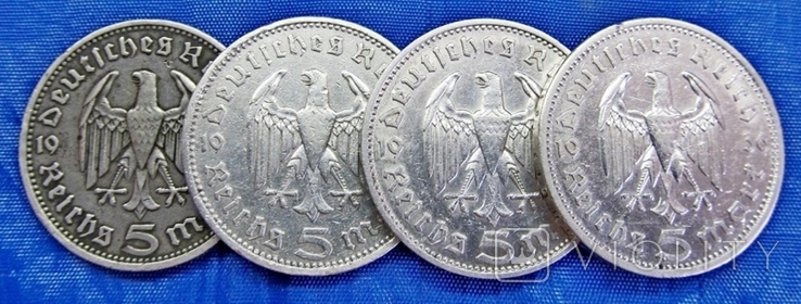 Германия 5 марок 1936г 4шт., фото №2