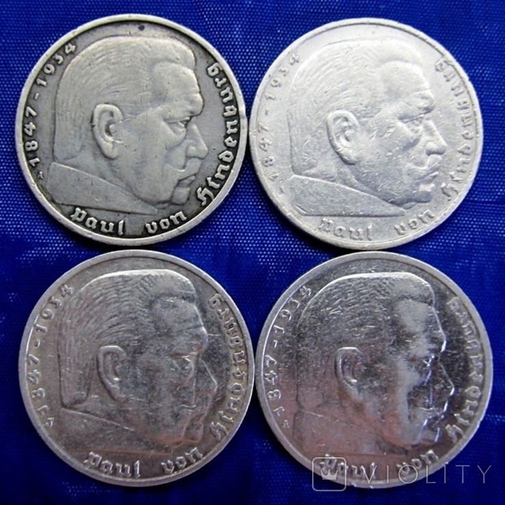 Германия 5 марок 1936г 4шт., фото №5