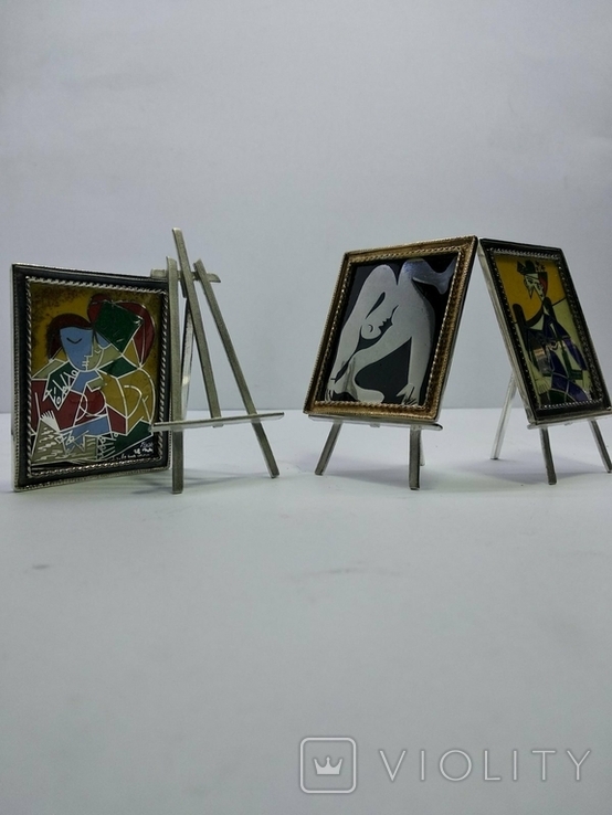 Настольная миниатюра Пабло Пикассо"Читающие девушки" 925 проба, эмаль., фото №13