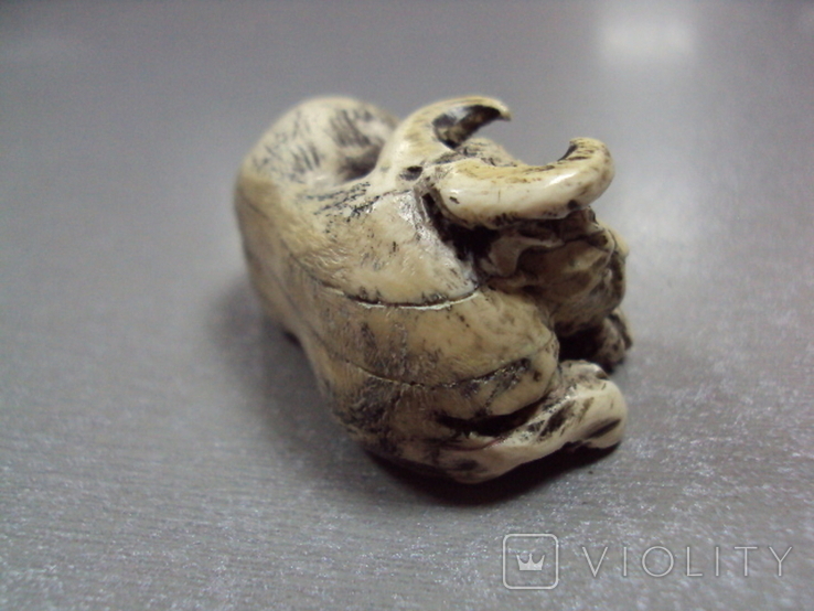 Фигура миниатюра нэцкэ кость бык статуэтка бычок высота 2,7 см, длина 4,5 см, вес 28,81 г, фото №8