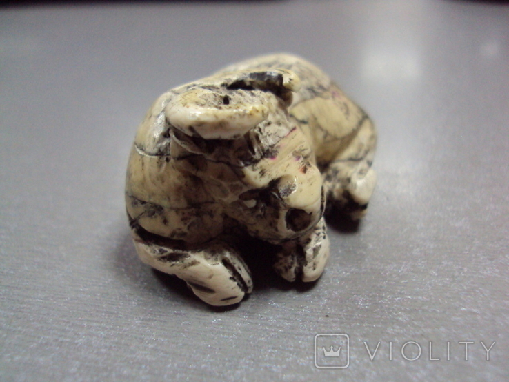 Фигура миниатюра нэцкэ кость бык статуэтка бычок высота 2,7 см, длина 4,5 см, вес 28,81 г, фото №9