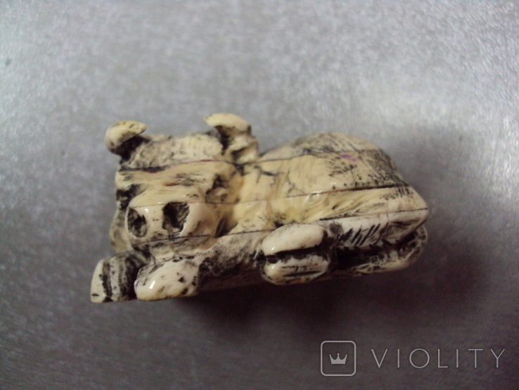 Figure miniature netsuke bone bull figurine bull height 2.7 cm, length 4.5 cm, weight 28.81 g, photo number 10