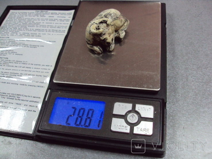 Фигура миниатюра нэцкэ кость бык статуэтка бычок высота 2,7 см, длина 4,5 см, вес 28,81 г, фото №13
