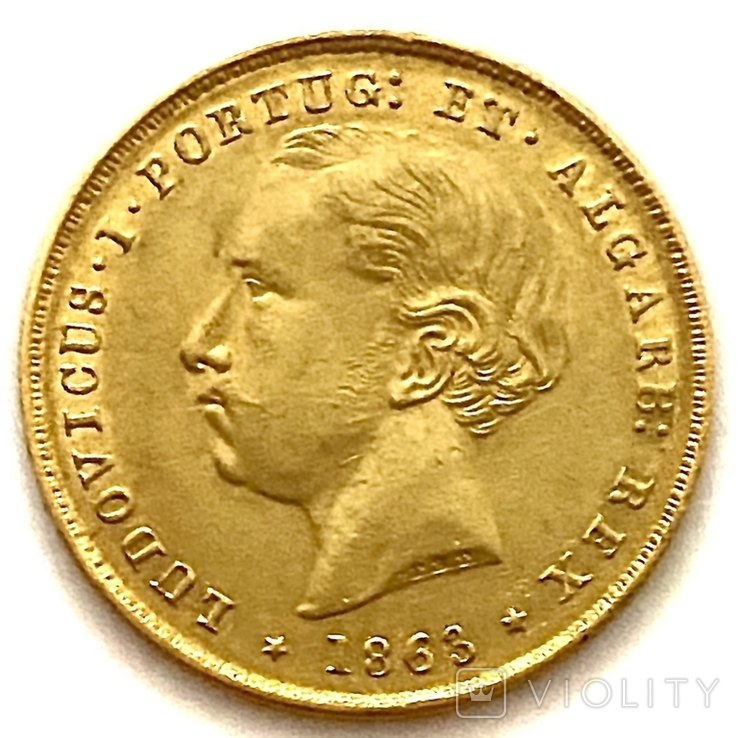 5000 реалов. 1863. Португалия (золото 917, вес 8,83 г)