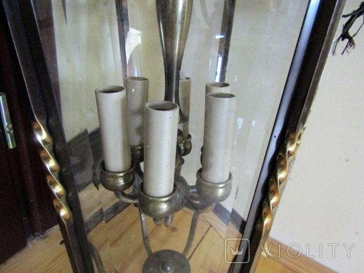 Large chandelier 10 kg. Art Deco brass beveled glass Europe, photo number 6