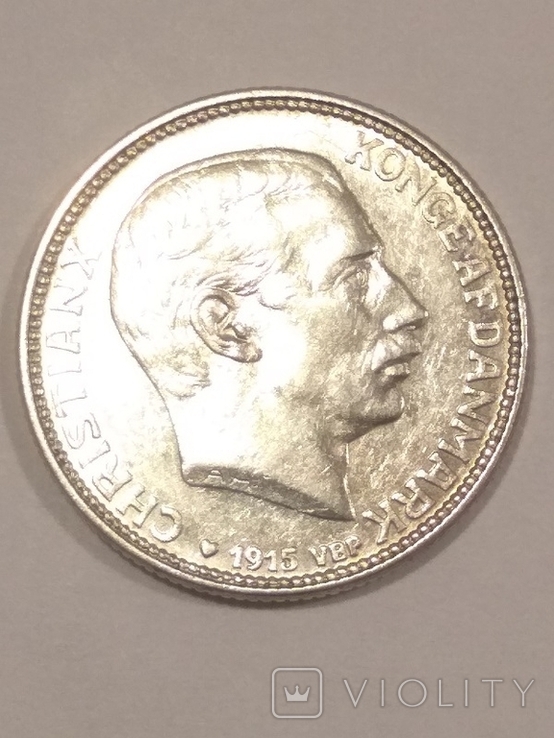 Дания 1 крона 1915 года серебро 7,5 грамм, 800 проба, фото №5