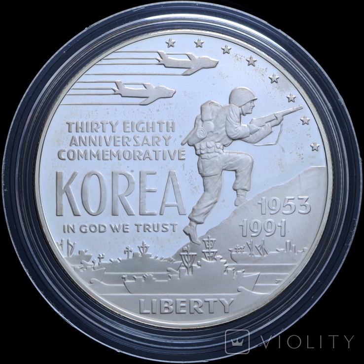 1 Доллар 1991 38 лет Корейской войне, США в Коробке, фото №4