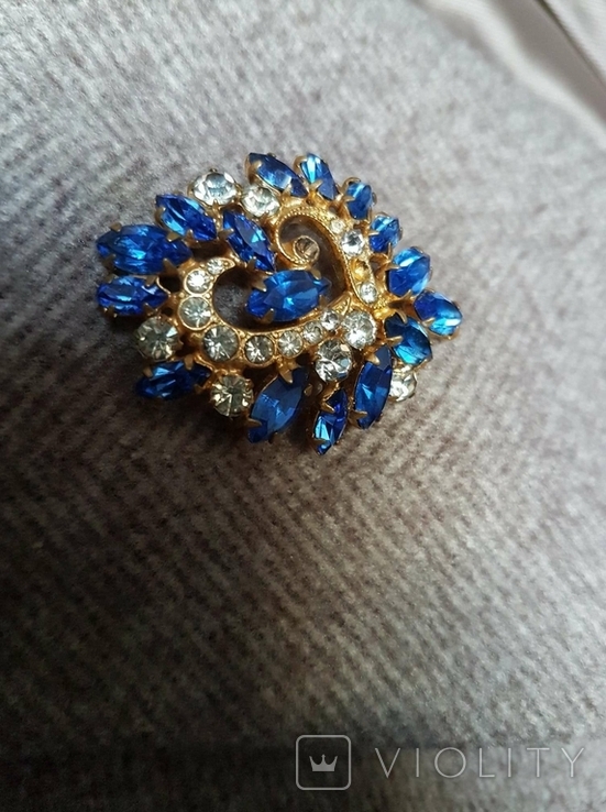 Blue brooch with stones, photo number 4