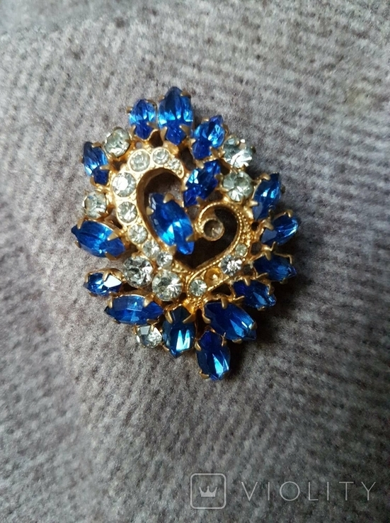 Blue brooch with stones, photo number 8