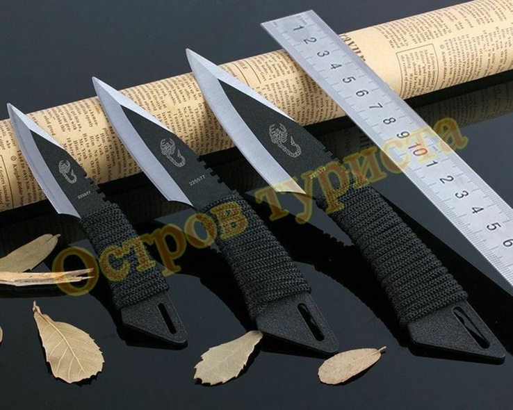 Ножи тактические метательные Scorpions набор 3 шт с кобурой, фото №2
