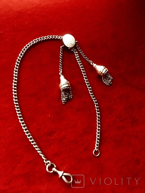 Chain chatelain silver 84 hallmark with pendants, photo number 2