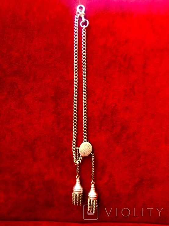 Chain chatelain silver 84 hallmark with pendants, photo number 4